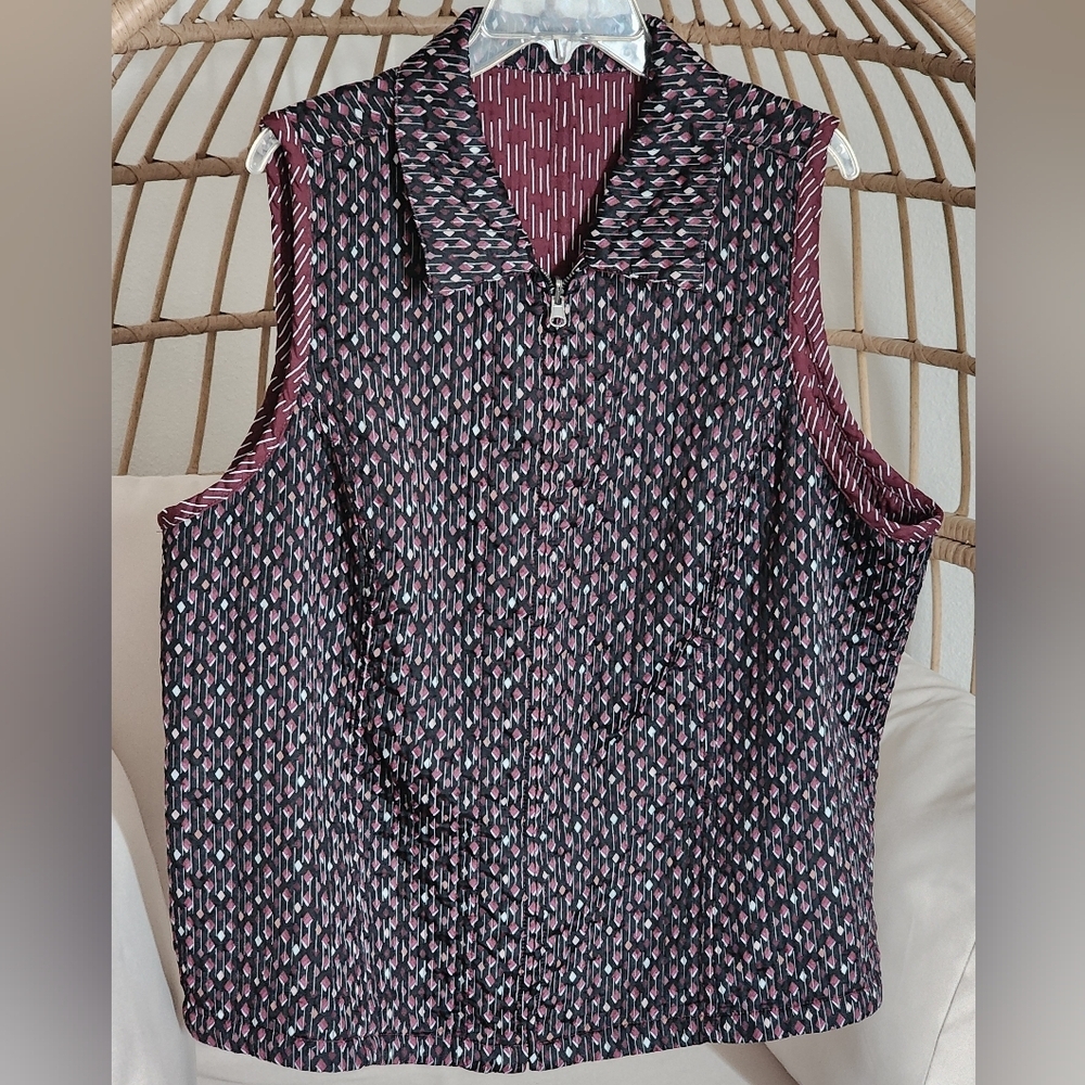 CJ Banks Vest For Layering Women's Reversible Full Zip Size 2X
